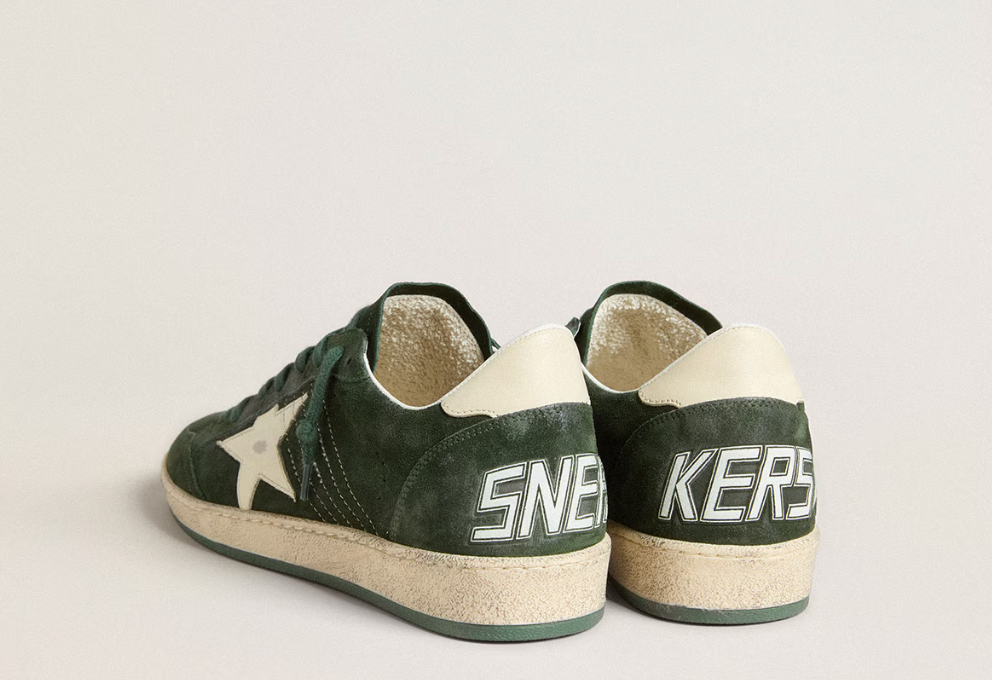 Men's Ball Star in green suede with white leather star and heel tab "ULTIMI PEZZI"