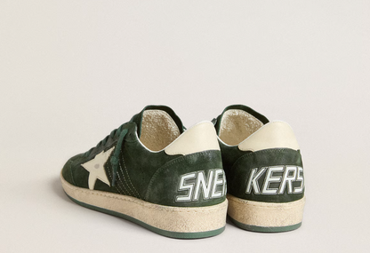 Men's Ball Star in green suede with white leather star and heel tab "ULTIMI PEZZI"