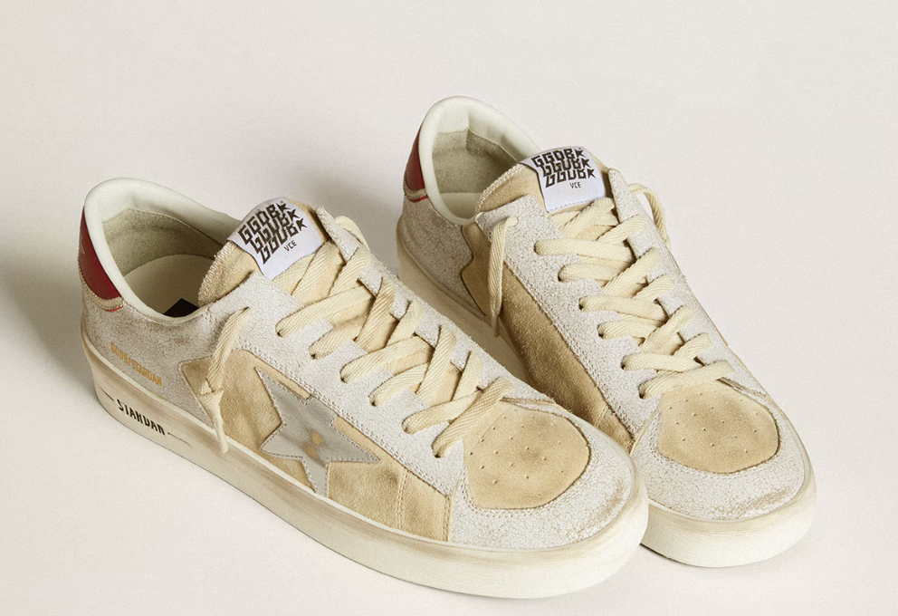 Men's Stardan in nubuck and crackle leather with silver metallic leather star "ULTIMI PEZZI"