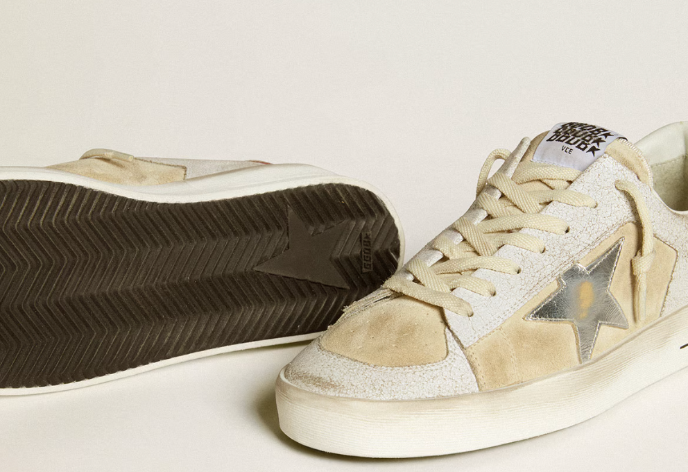 Men's Stardan in nubuck and crackle leather with silver metallic leather star "ULTIMI PEZZI"