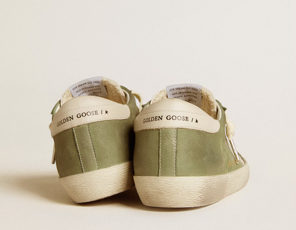 Super-Star LTD in green nubuck with white leather star and heel tab