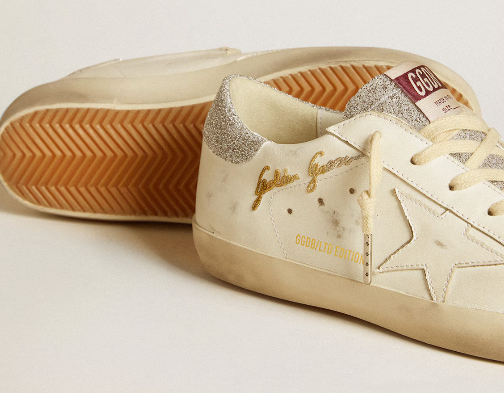 Super-Star LTD in white leather with Swarovski micro-crystal inserts