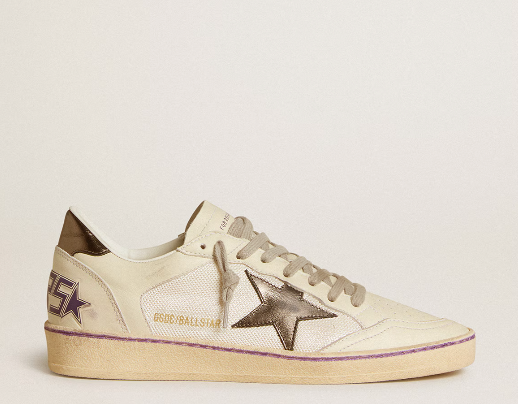 Ball Star in mesh and leather with metallic leather star and heel tab