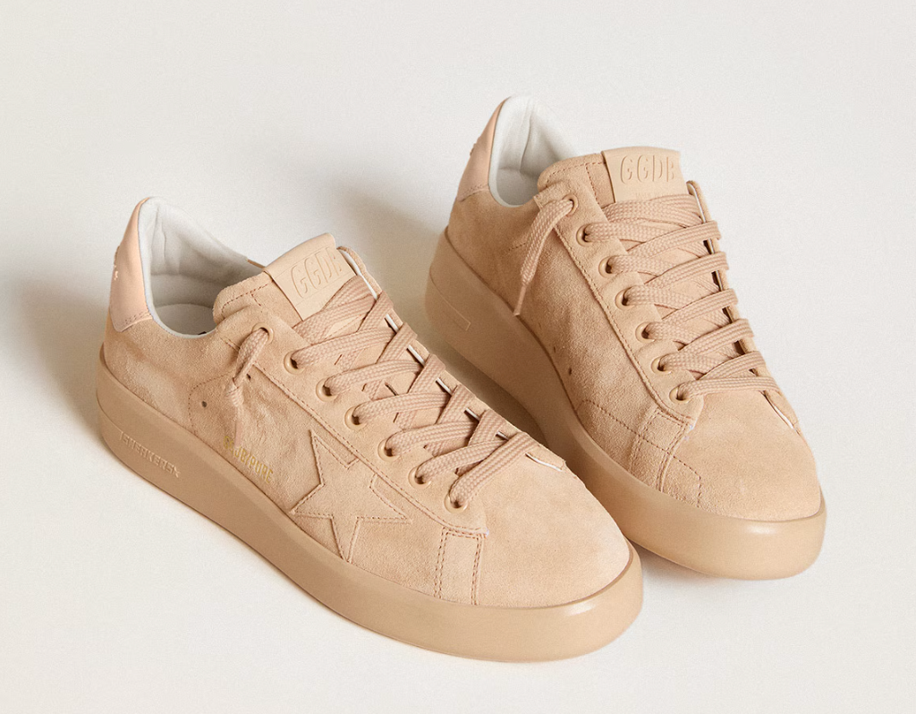 Purestar in suede with suede star and light pink leather heel tab