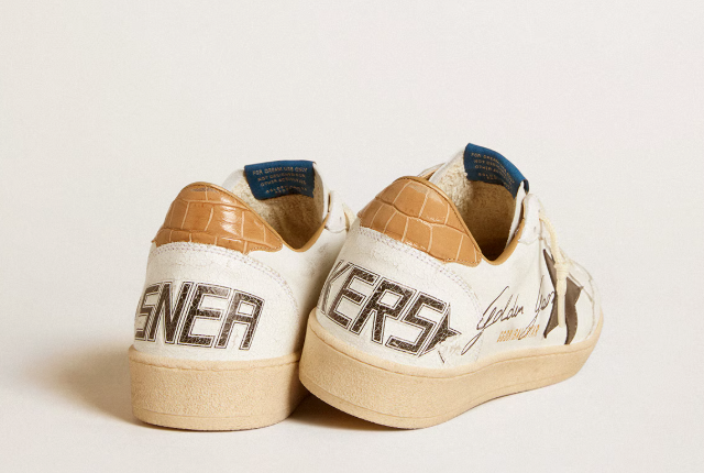 Ball Star in nappa con stella laminata e talloncino in pelle cocco