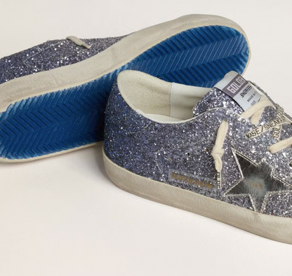 Super-Star LTD in glitter multicolor con stella in pelle laminata argento