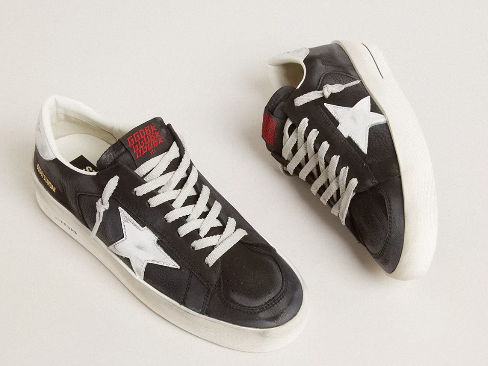 Stardan in black nubuck and mesh with gray leather star and heel tab "ULTIMI PEZZI"
