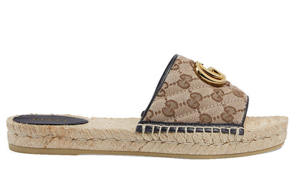 Gucci Women's Brown GG Matelassé Canvas Espadrille Sandal