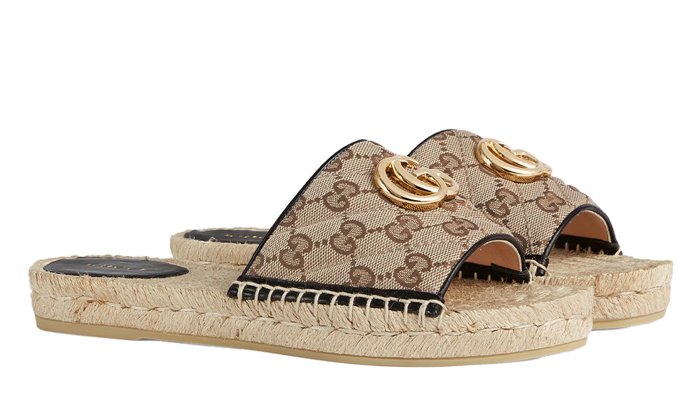Gucci Women's Brown GG Matelassé Canvas Espadrille Sandal