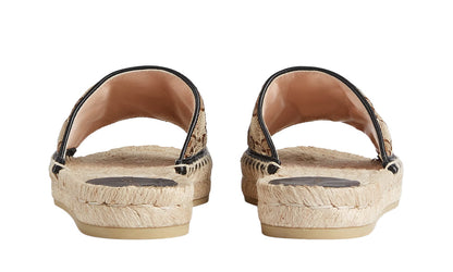 Gucci Women's Brown GG Matelassé Canvas Espadrille Sandal