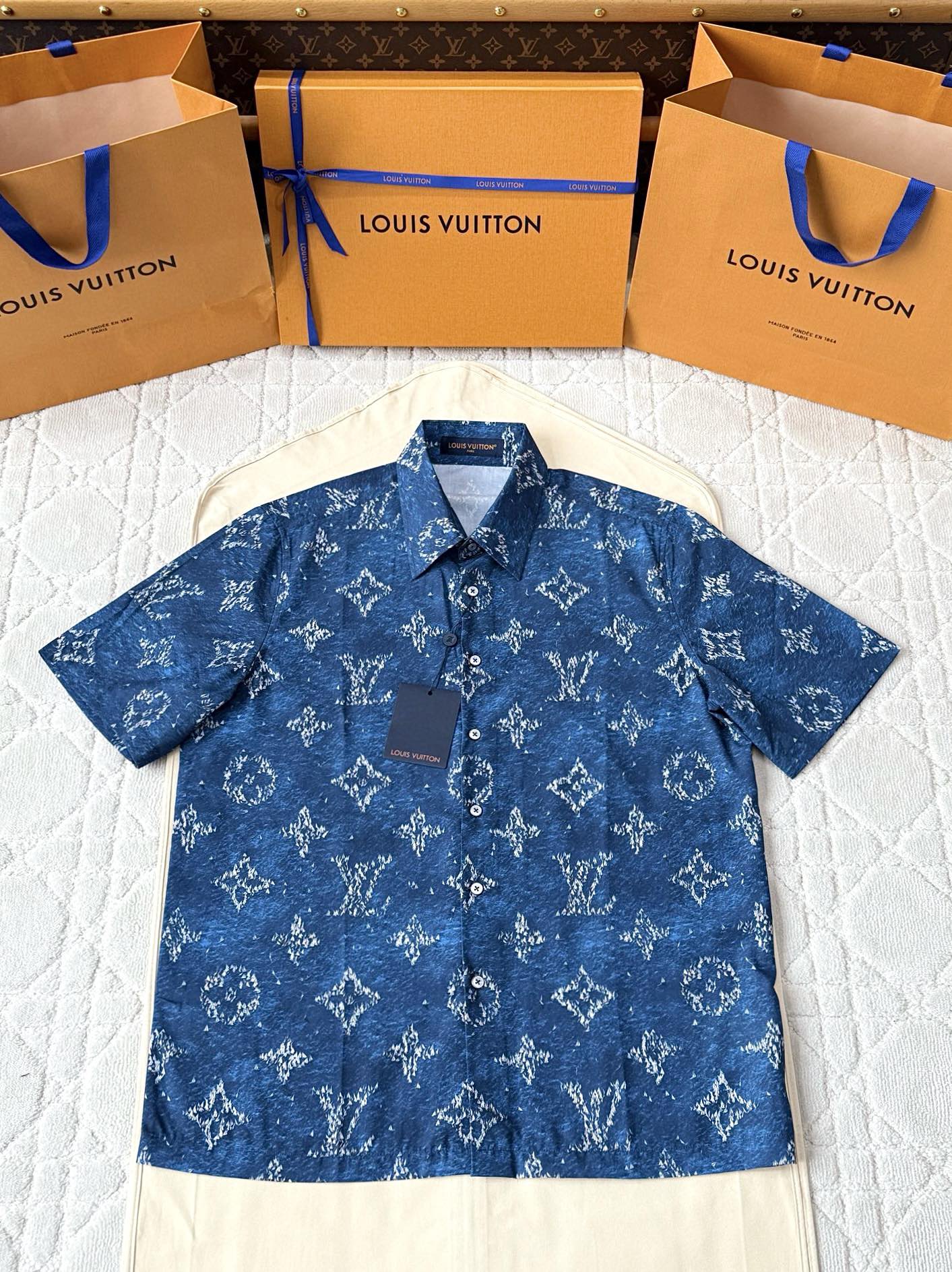 LV 25 Starry Sky Print Set Blue Polyamide