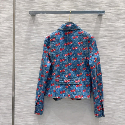 LV 25 Cherry Denim Jacket Blue Cotton