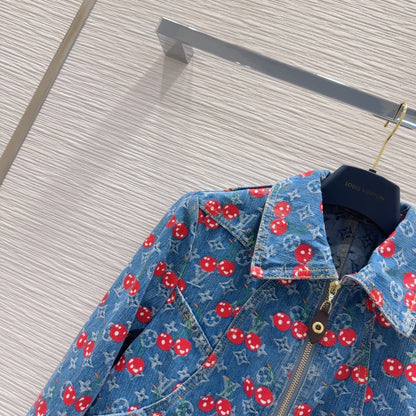 LV 25 Cherry Denim Jacket Blue Cotton