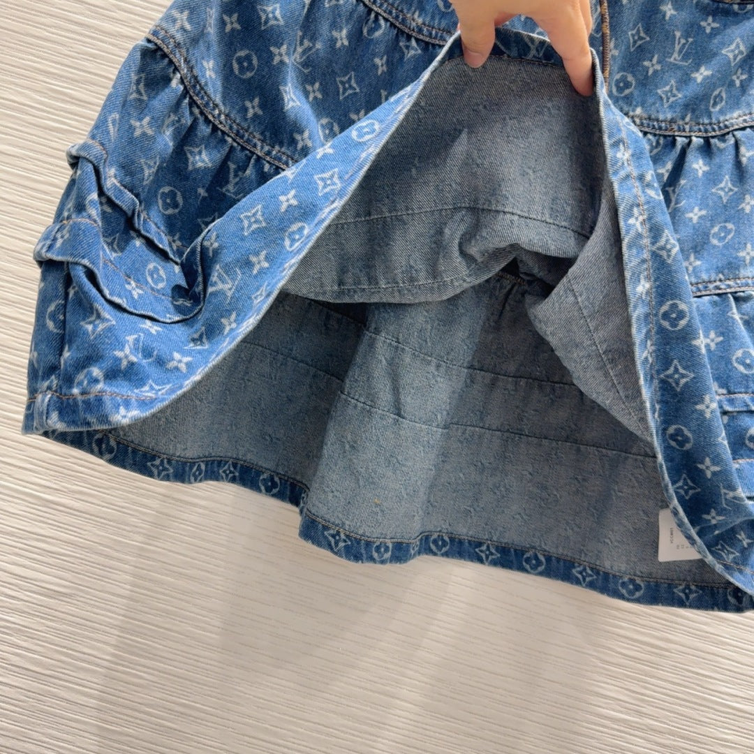 LV 25 Both Muscular Soft Denim Skirt Blue Cotton