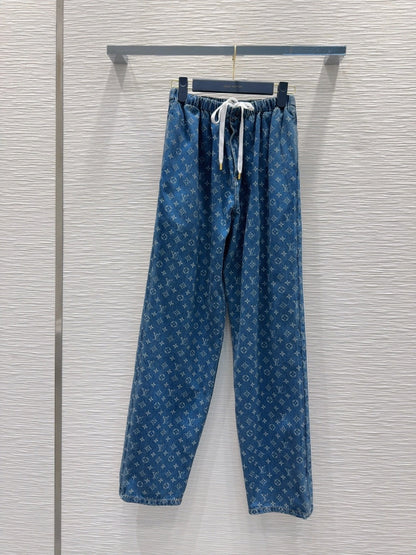 LV 25 Both Muscular Soft Denim Pants Blue Cotton