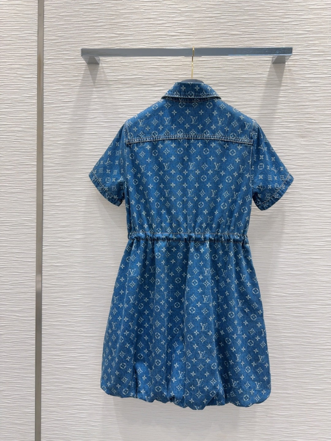LV 25 Both Muscular Soft Elastic Waist Denim Dress Blue Cotton