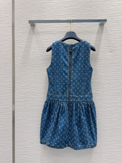 LV 25 Both Muscular Soft Denim Vest Dress Blue Cotton