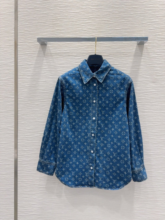LV 25 Both Muscular Soft Denim Shirt Blue Cotton