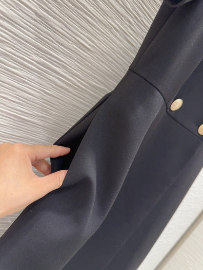 LV 25 Office Fashion Luxurious Dress Black Poliester Wool