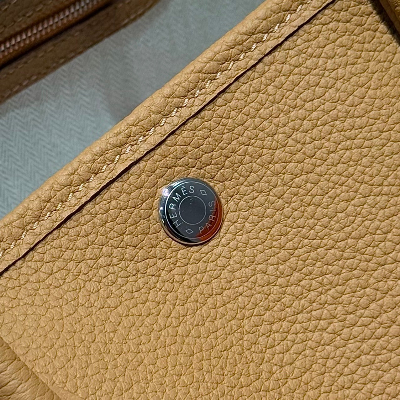 Hermes Garden Party 30cm Milk Tea Silver Buckle Calfskin 255793