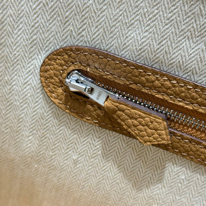 Hermes Garden Party 30cm Milk Tea Silver Buckle Calfskin 255793
