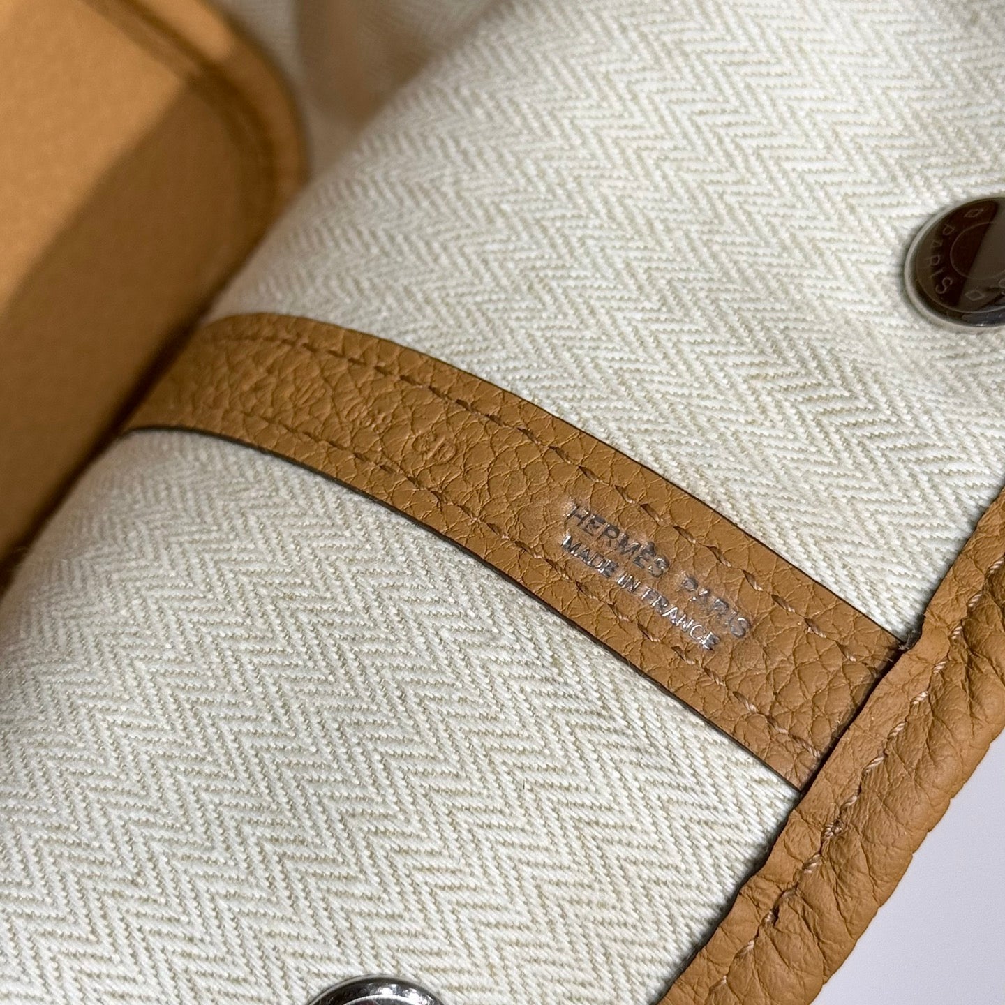 Hermes Garden Party 30cm Milk Tea Silver Buckle Calfskin 255793