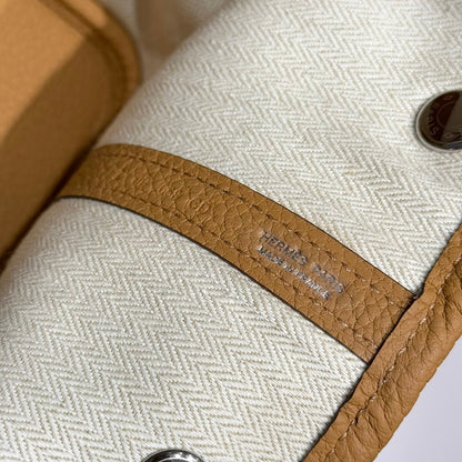 Hermes Garden Party 30cm Milk Tea Silver Buckle Calfskin 255793