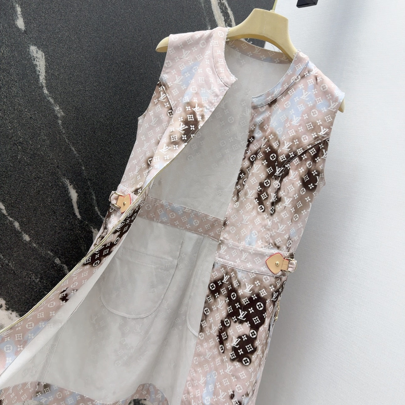 LV 25 Mononogram Gradient Print Logo Denim Vest Dress Multicolor