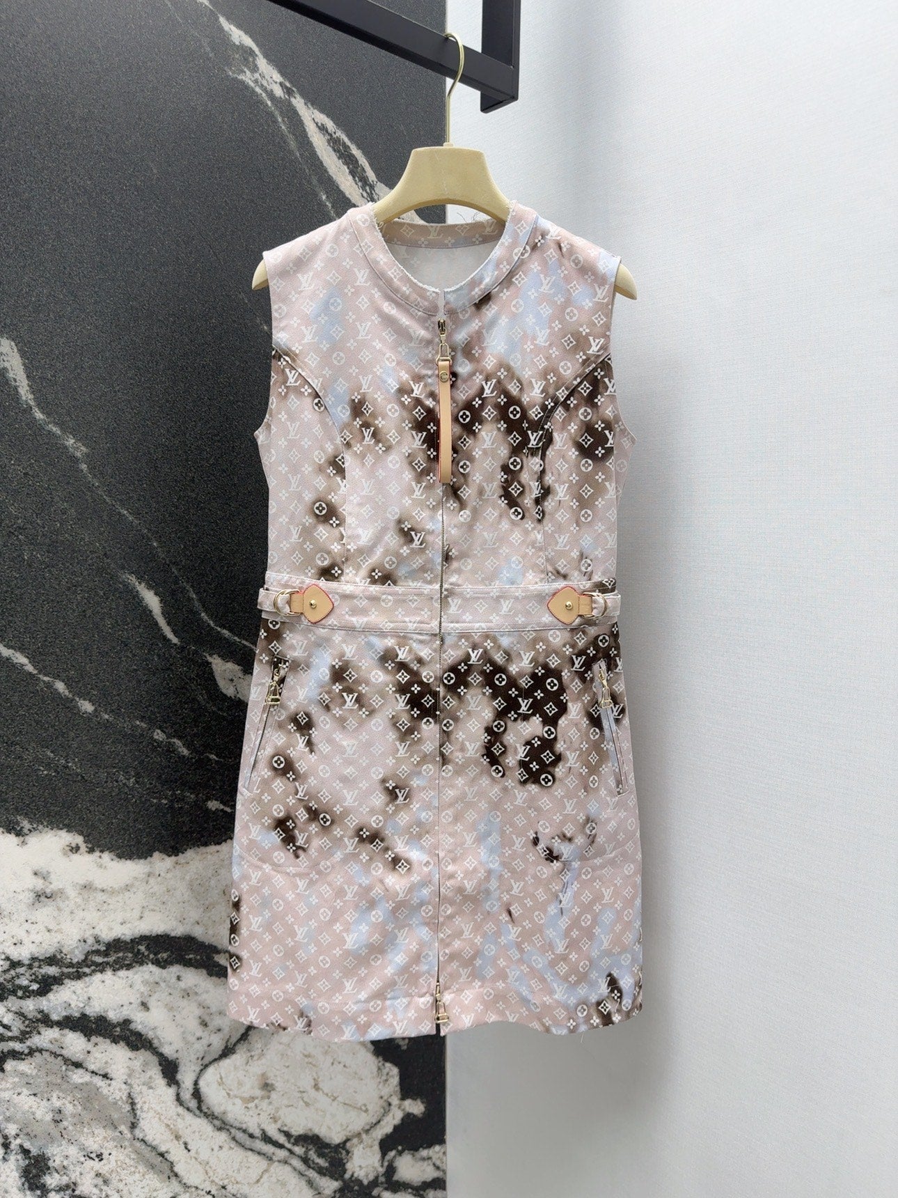 LV 25 Mononogram Gradient Print Logo Denim Vest Dress Multicolor