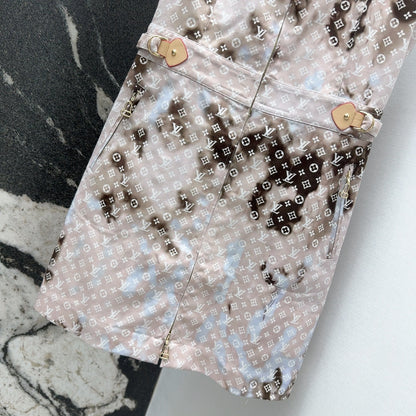 LV 25 Mononogram Gradient Print Logo Denim Vest Dress Multicolor