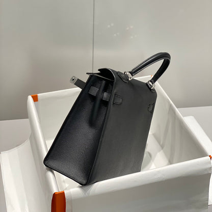 Hermes Black Epsom Leather Kelly 32 Top Handle Bag 249758